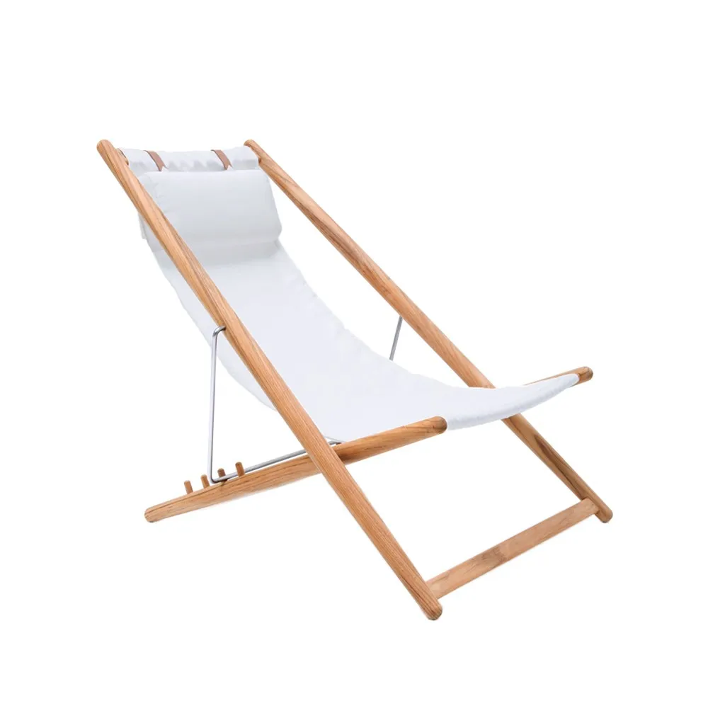 H55 lounge chair teak, Agora Nautic white Skargaarden
