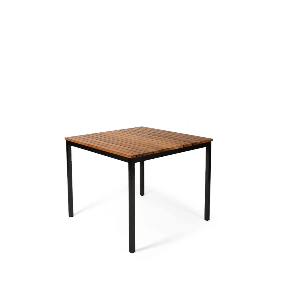 Häringe dining table, Teak, small, black steel frame Skargaarden