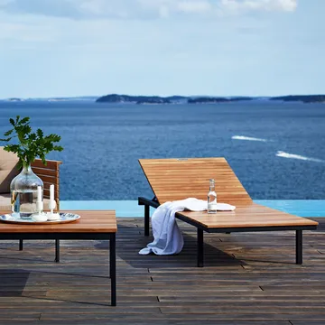 Häringe sun bed - Sunbrella Natté Nature Grey-teak-black - Skargaarden