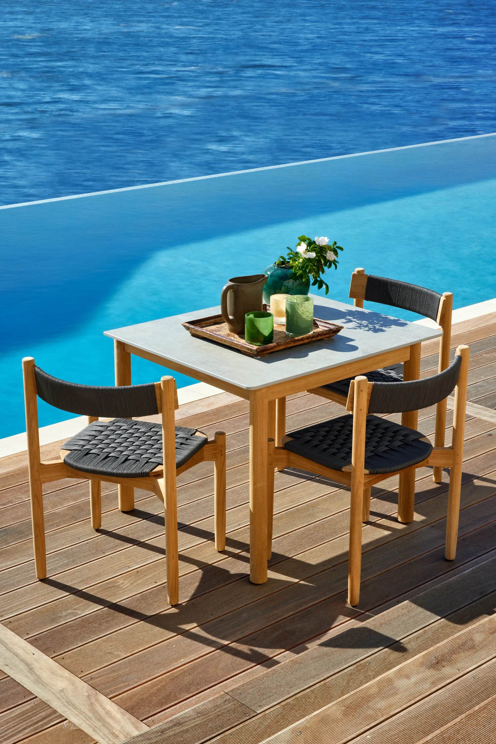 Koster dining table 98x95x74 cm composite table top and teak,  Skargaarden