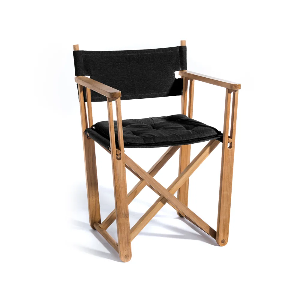 Kryss Dining armchair, Agora Nautic black, teak Skargaarden