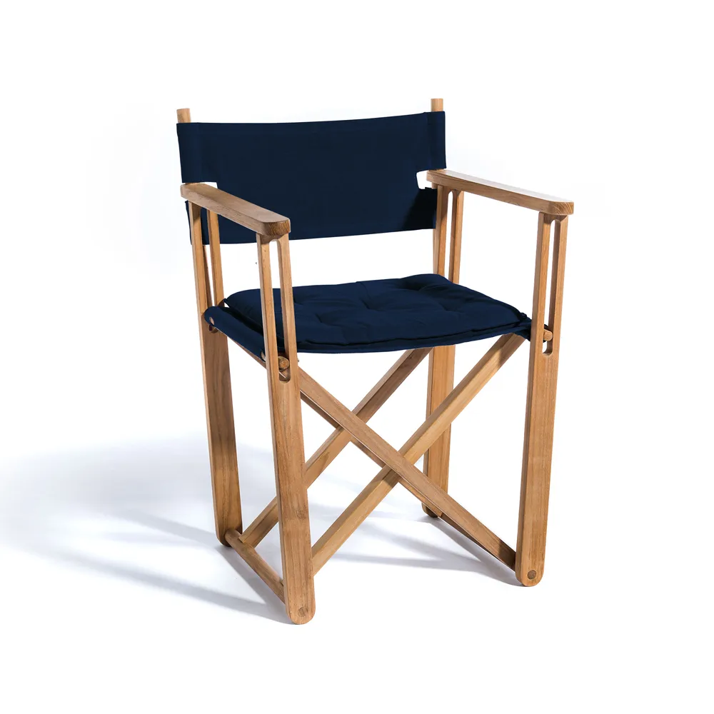 Kryss Dining armchair, Agora Nautic Navy blue, teak Skargaarden