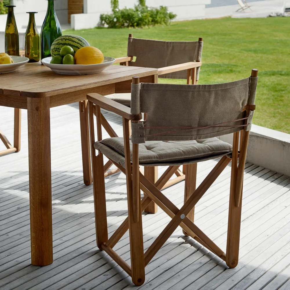 Kryss Dining armchair, Agora Nautic Navy blue, teak Skargaarden