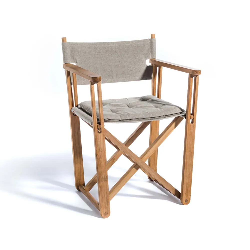 Kryss Dining armchair, Sunbrella Ashe light grey, teak Skargaarden