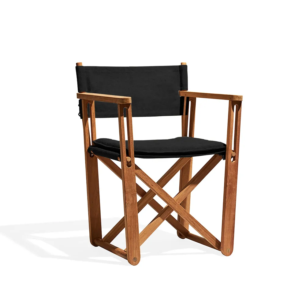 Kryss Lounge armchair, Agora Nautic black, teak Skargaarden