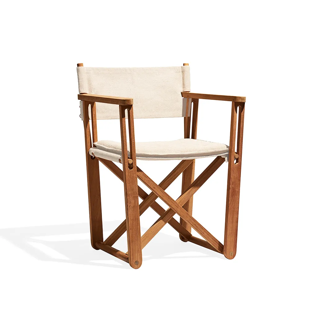 Kryss Lounge armchair, Sunbrella Heritage Papyrus beige, teak Skargaarden