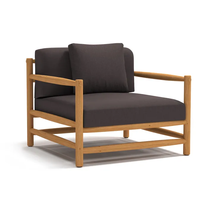 Saltholm lounge armchair teak-grey brown cushion - Skargaarden