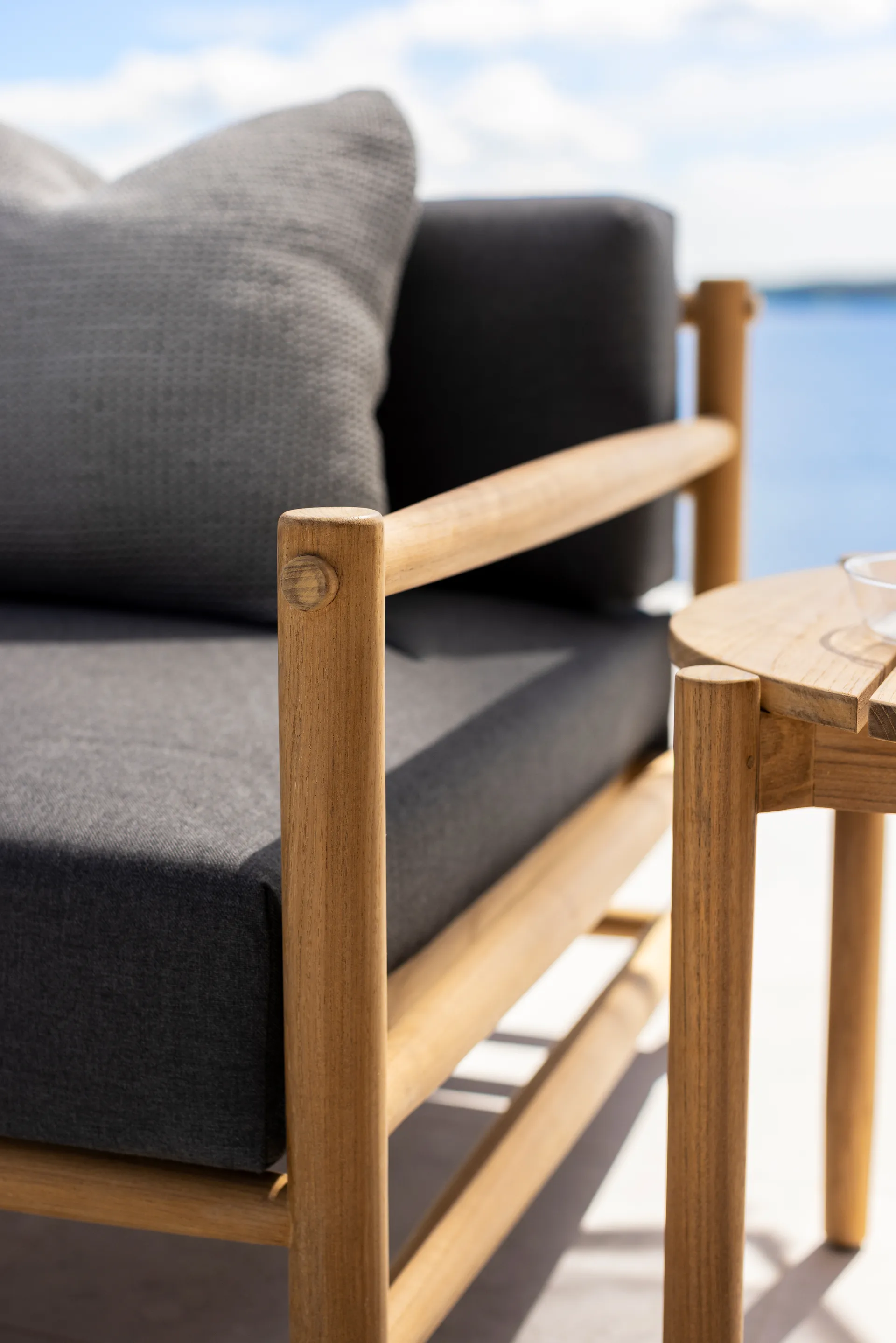 Saltholm lounge armchair teak-grey brown cushion,  Skargaarden