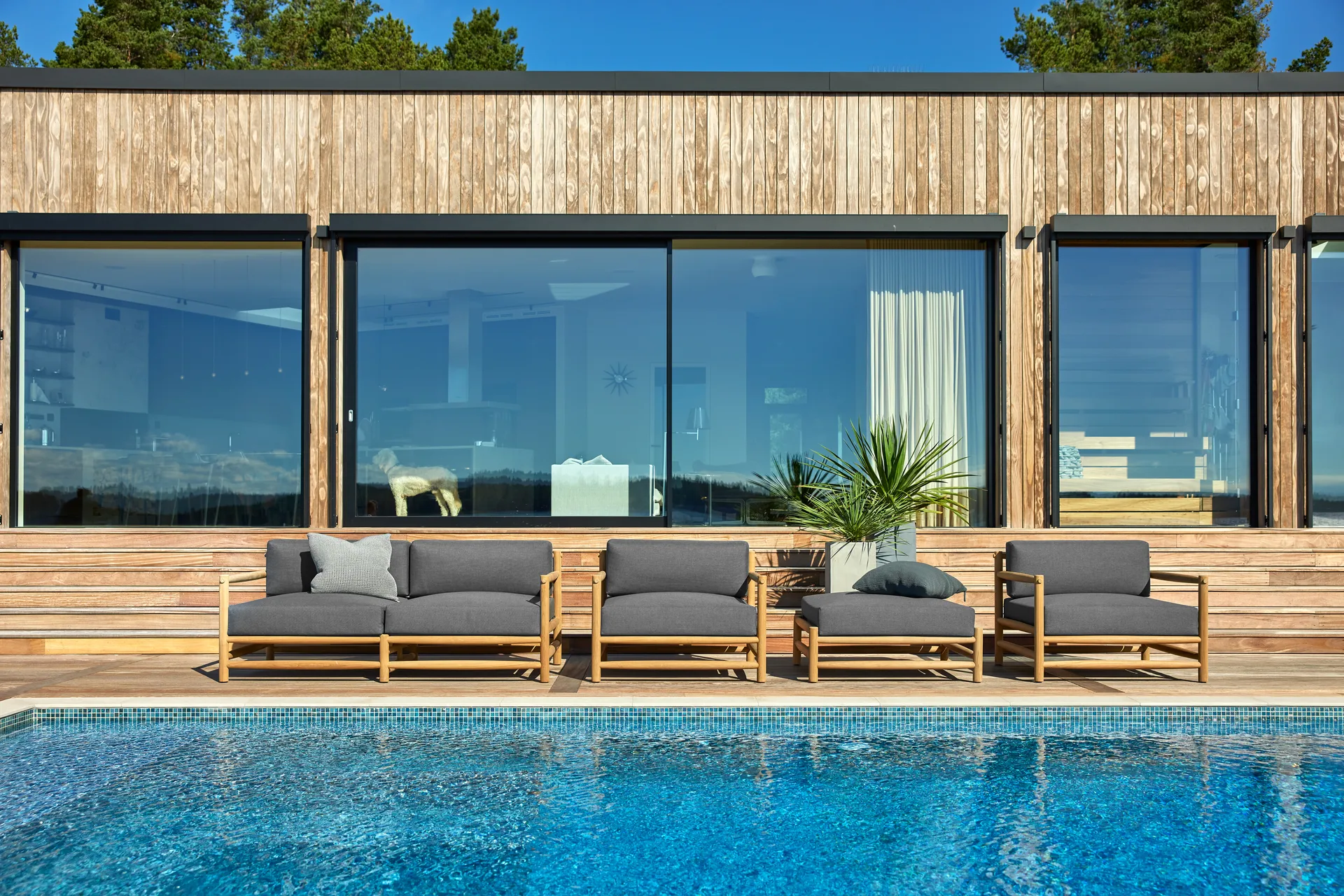 Saltholm ottoman teak-grey brown cushion,  Skargaarden