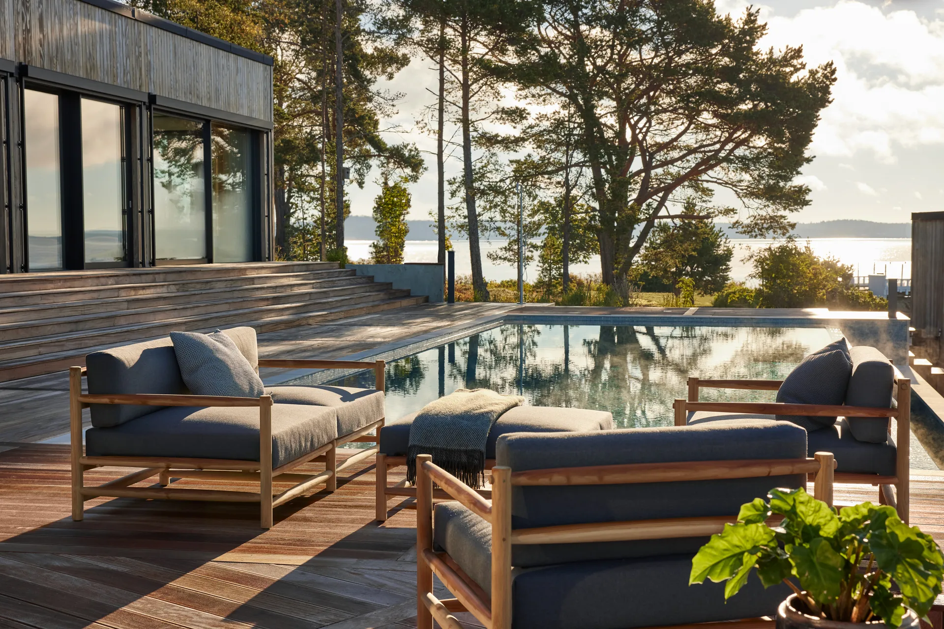 Saltholm sofa teak-grey brown cushion,  Skargaarden