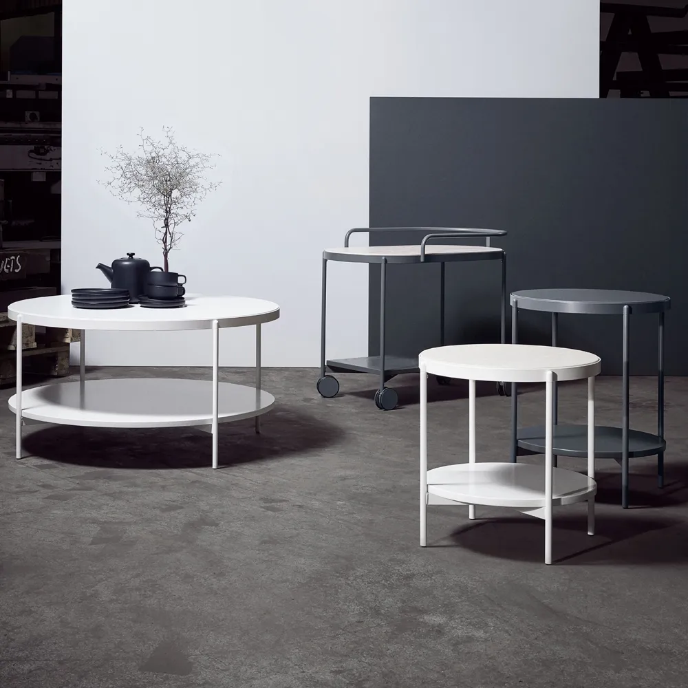 Lene side table, Grey, low, white pigmented ash veneer SMD Design