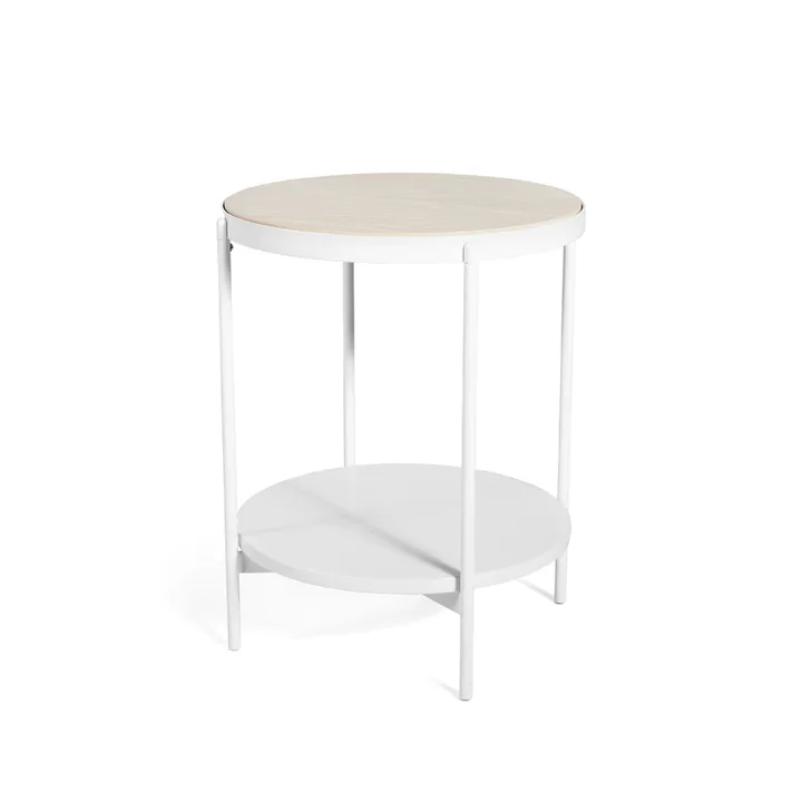 Lene side table - White, high, white pigmented ash veneer - SMD Design