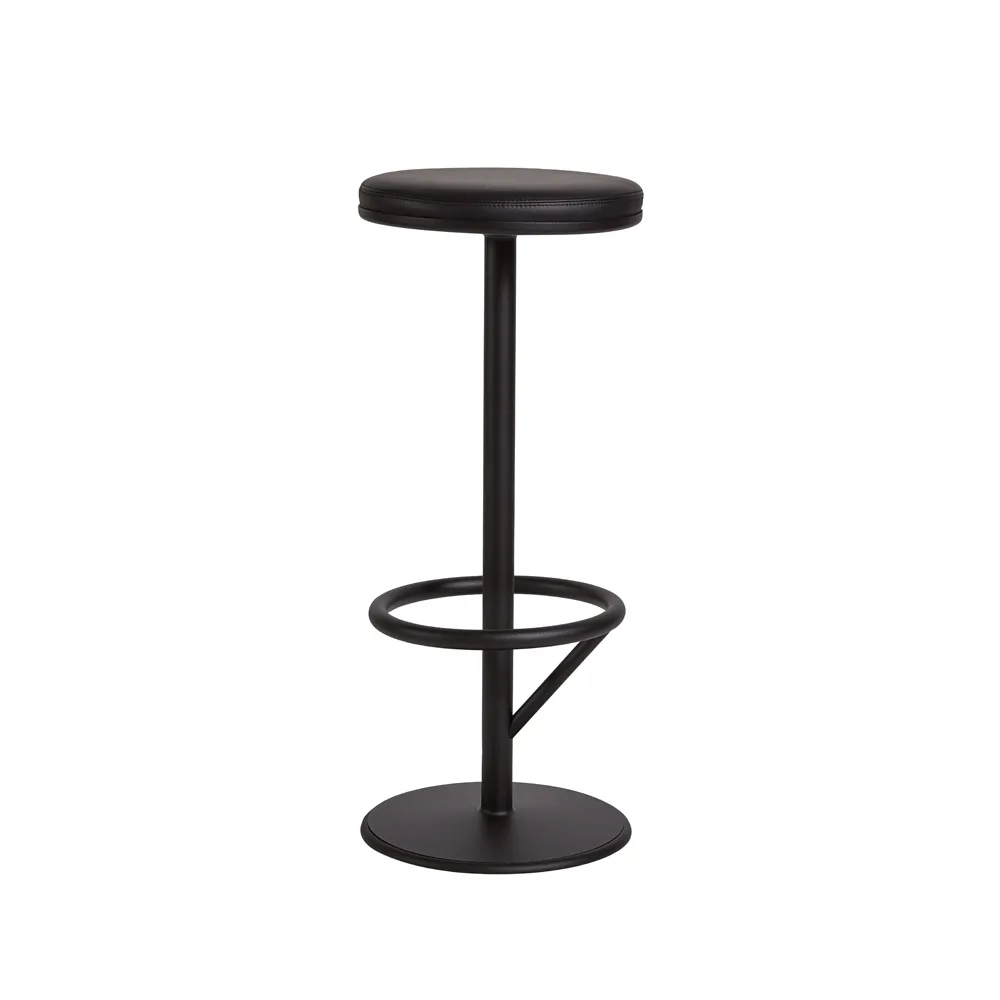 Orbit barstool high, Black matte, black leather SMD Design