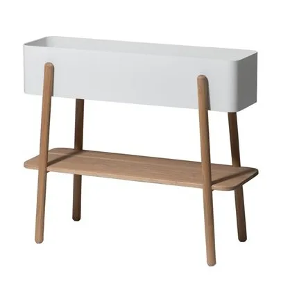 Prunella flower table, white- oack SMD Design