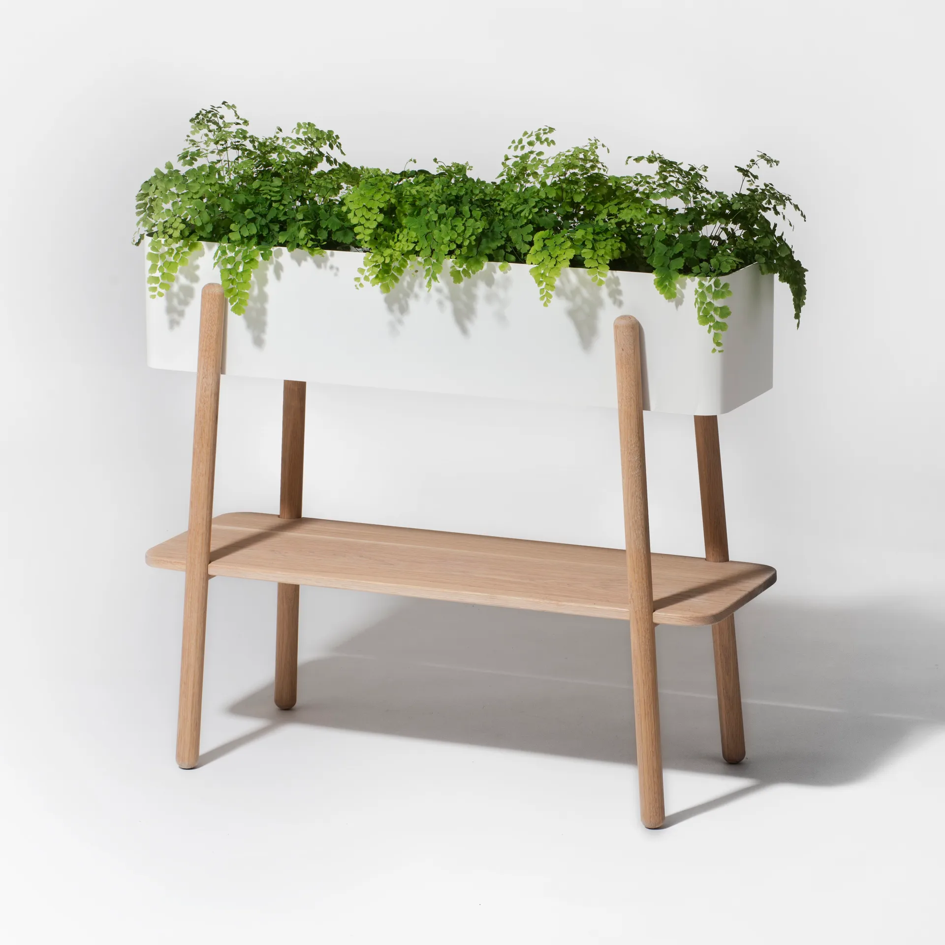 Prunella flower table, white- oack SMD Design
