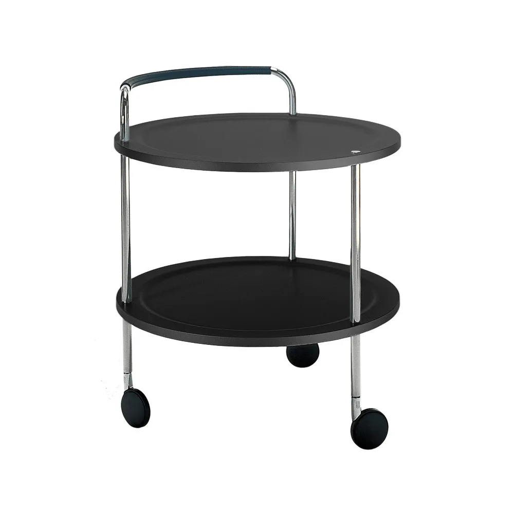 Trolley Round basic serving trolley, Dark grey, chrome frame SMD Design