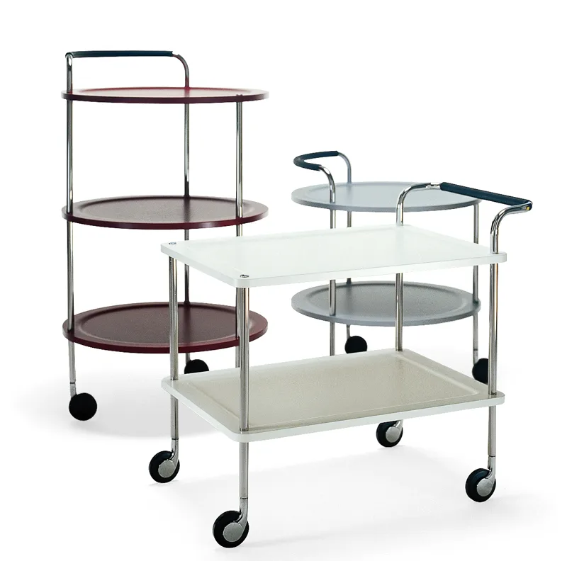 Trolley Round basic serving trolley, Light grey, chrome frame SMD Design