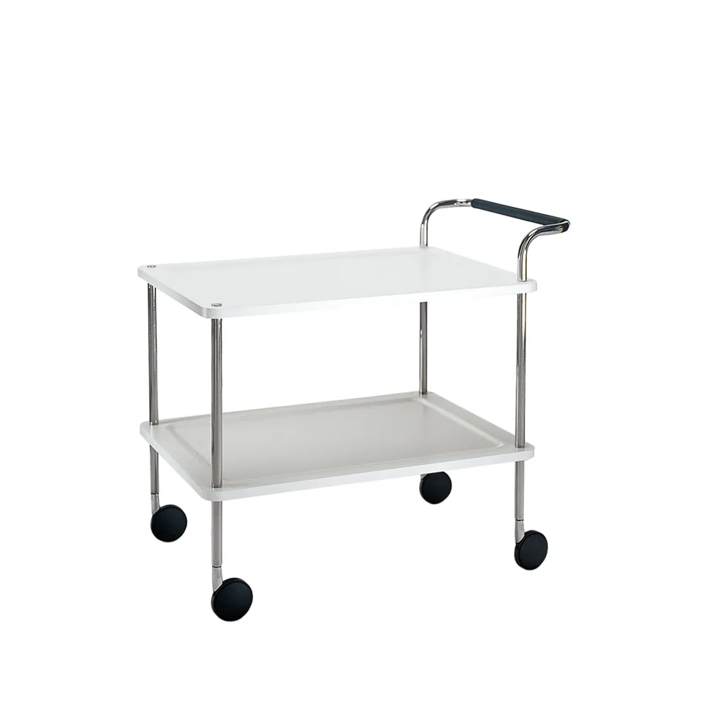 Trolley Square serving trolley, White, chrome frame SMD Design