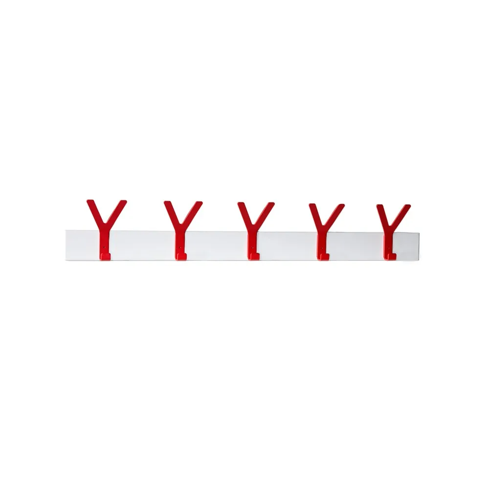 Y Hook rack, White, 5 red hooks SMD Design