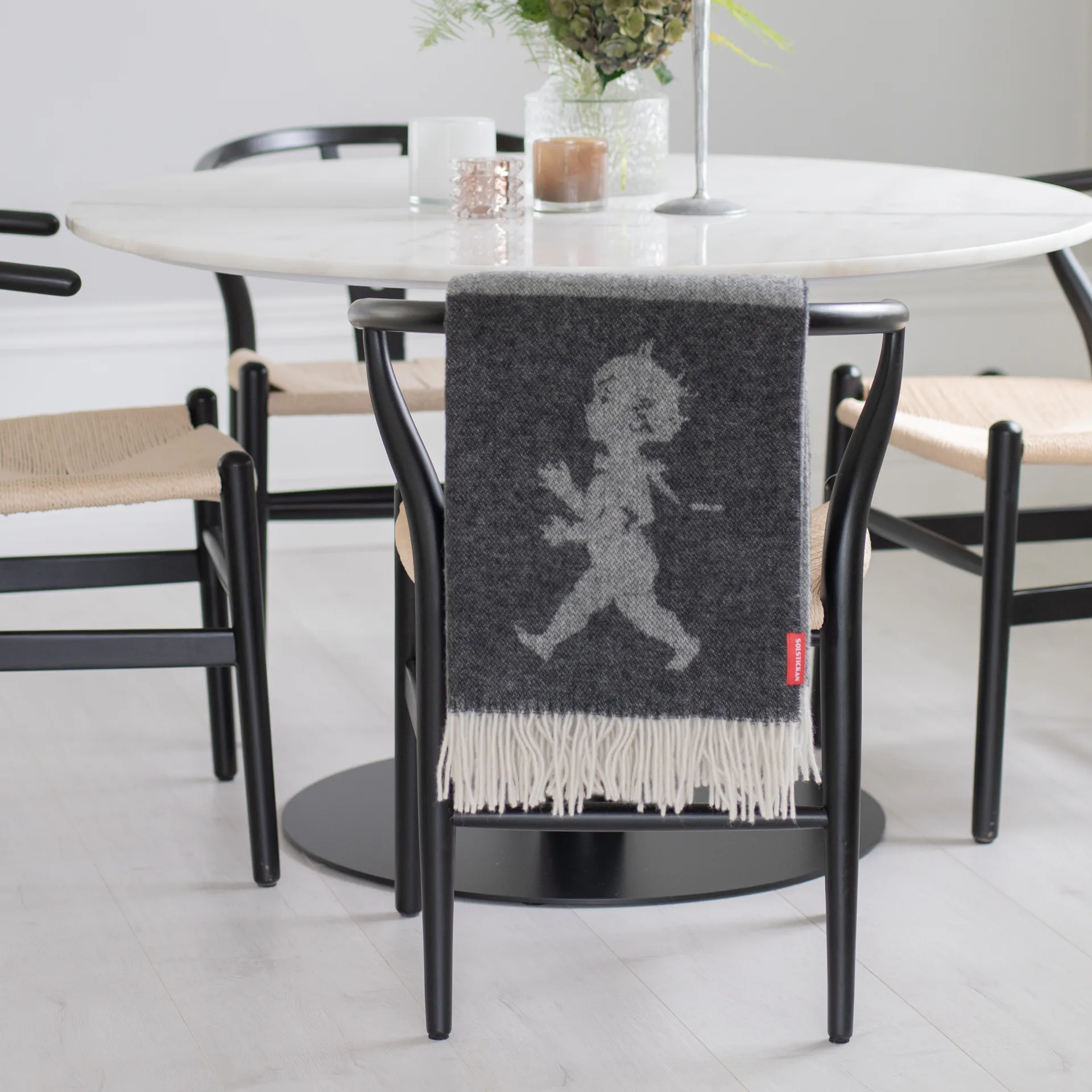 Solstickan blanket merino wool 130x170 cm, Anthracite grey Solstickan Design