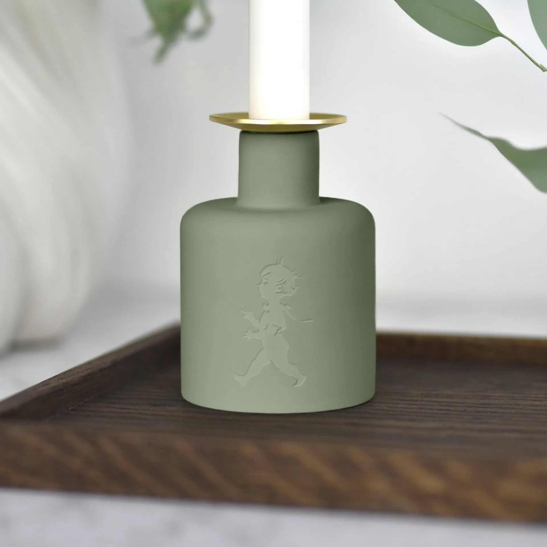 Solstickan ceramic candle holder, Green Solstickan Design