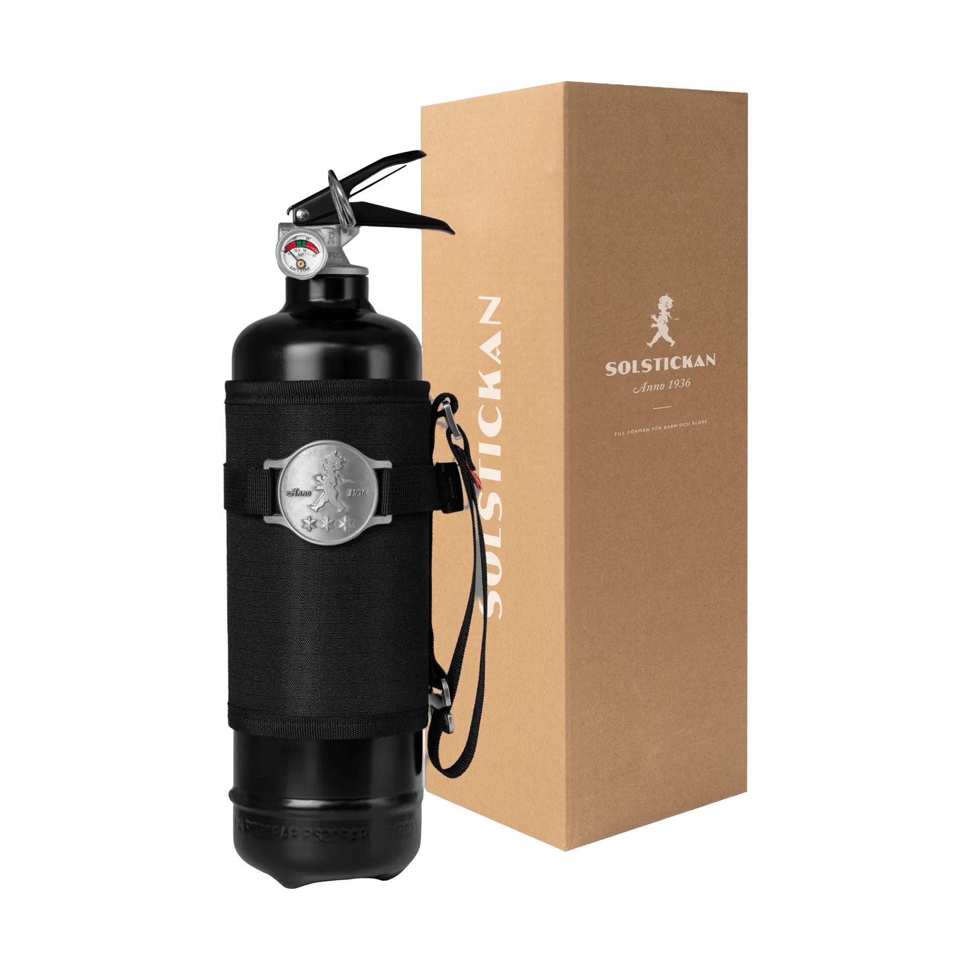 Solstickan fire extinguisher 1 kg, Outdoor edition, Black Solstickan Design