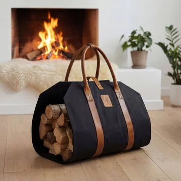 Solstickan firewood basket canvas - Black - Solstickan Design