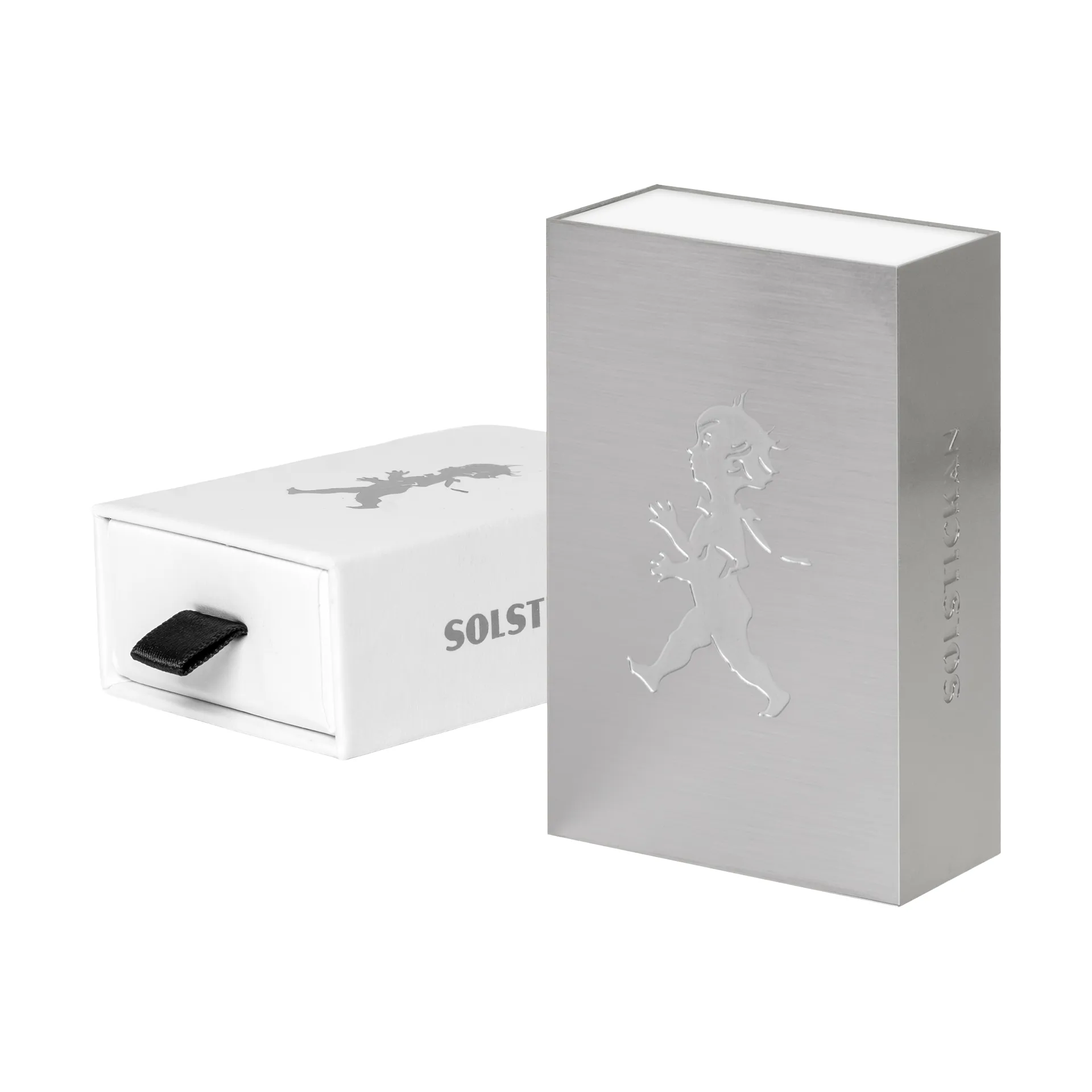 Solstickan matchbox holder, Silver, small 3.5x5.6x1.8 cm Solstickan Design