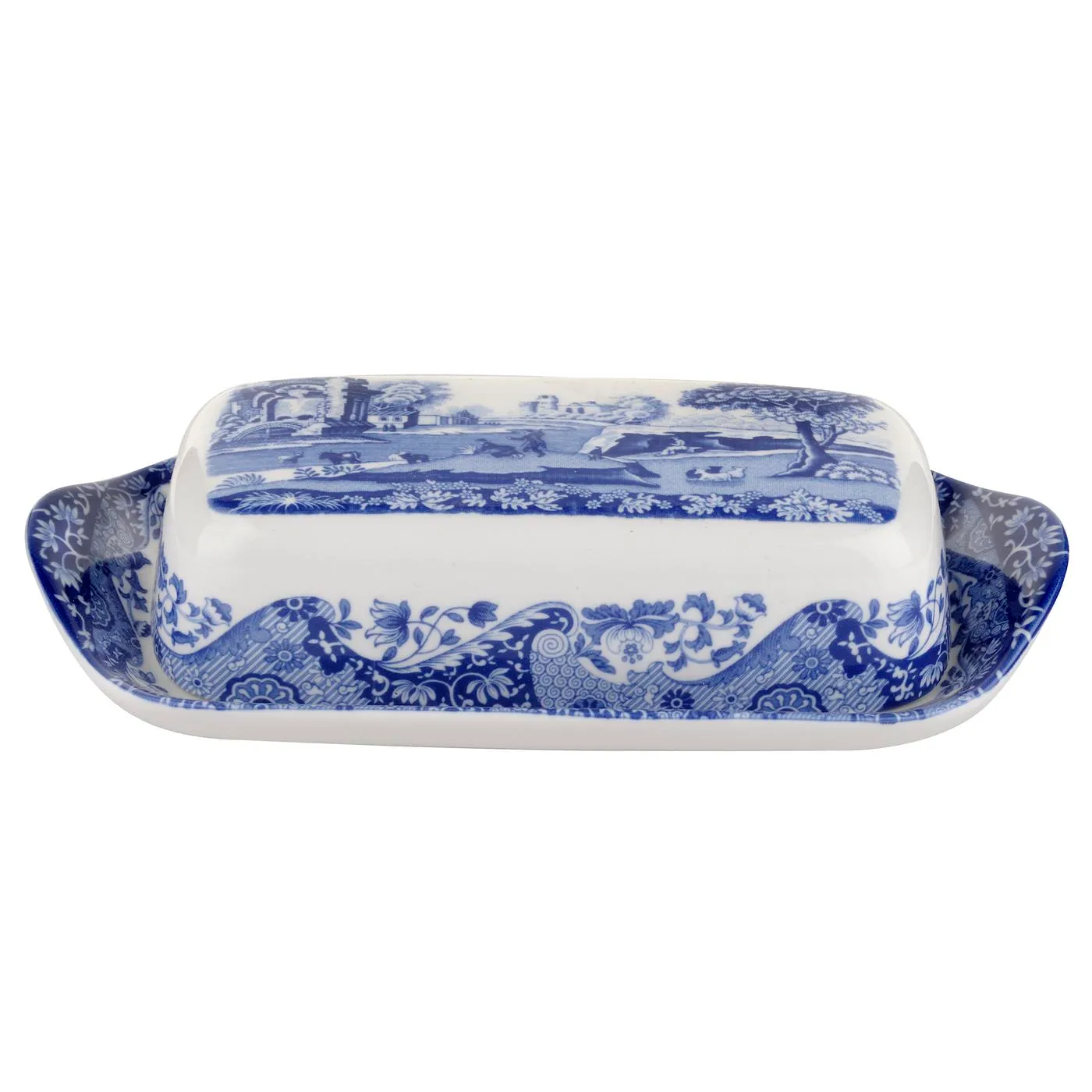 Blue Italian butter dish, 20 x 10 cm/ 8 x 4 inch Spode