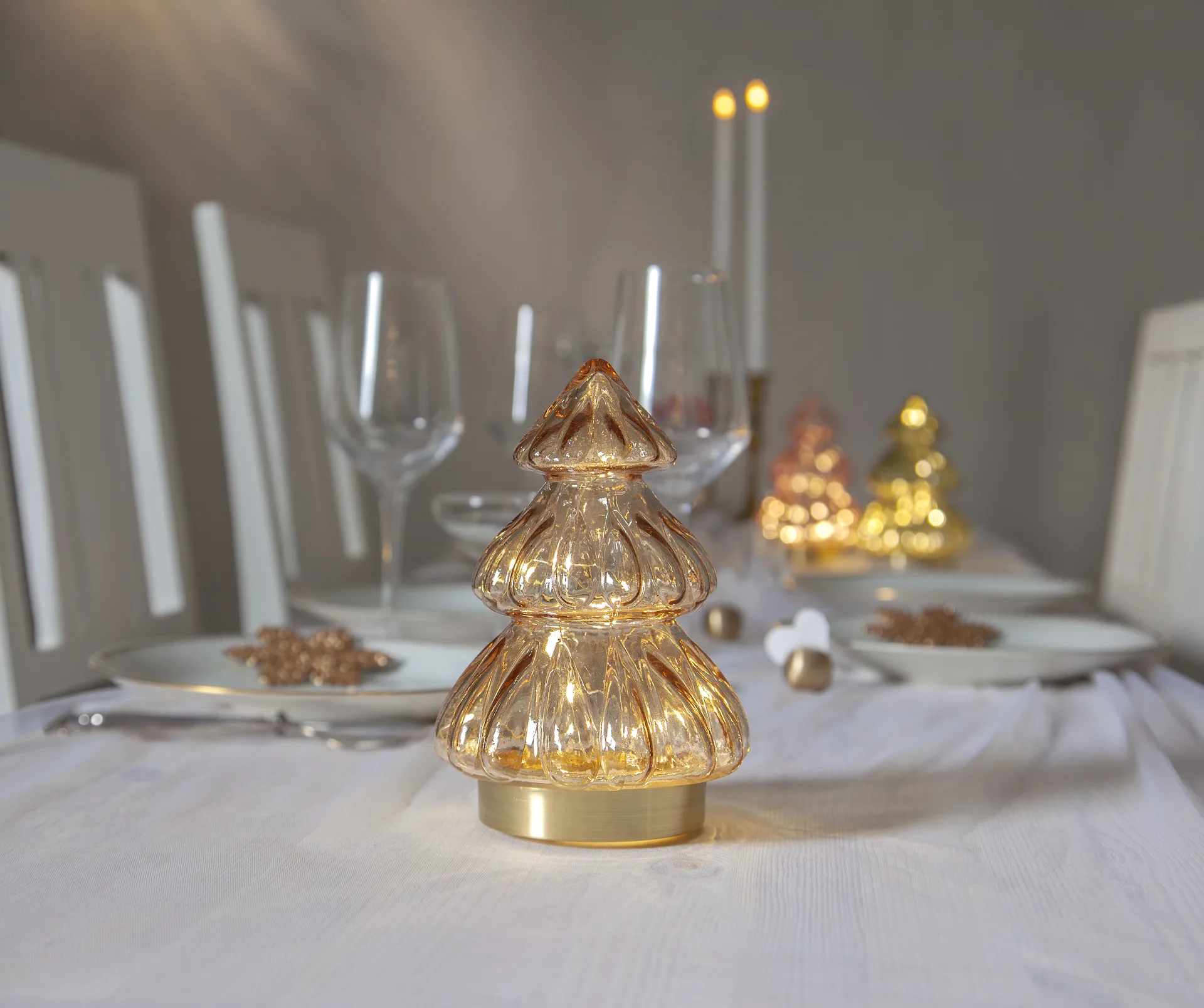 Abete table decoration Christmas lights 18 cm, Beige Star Trading