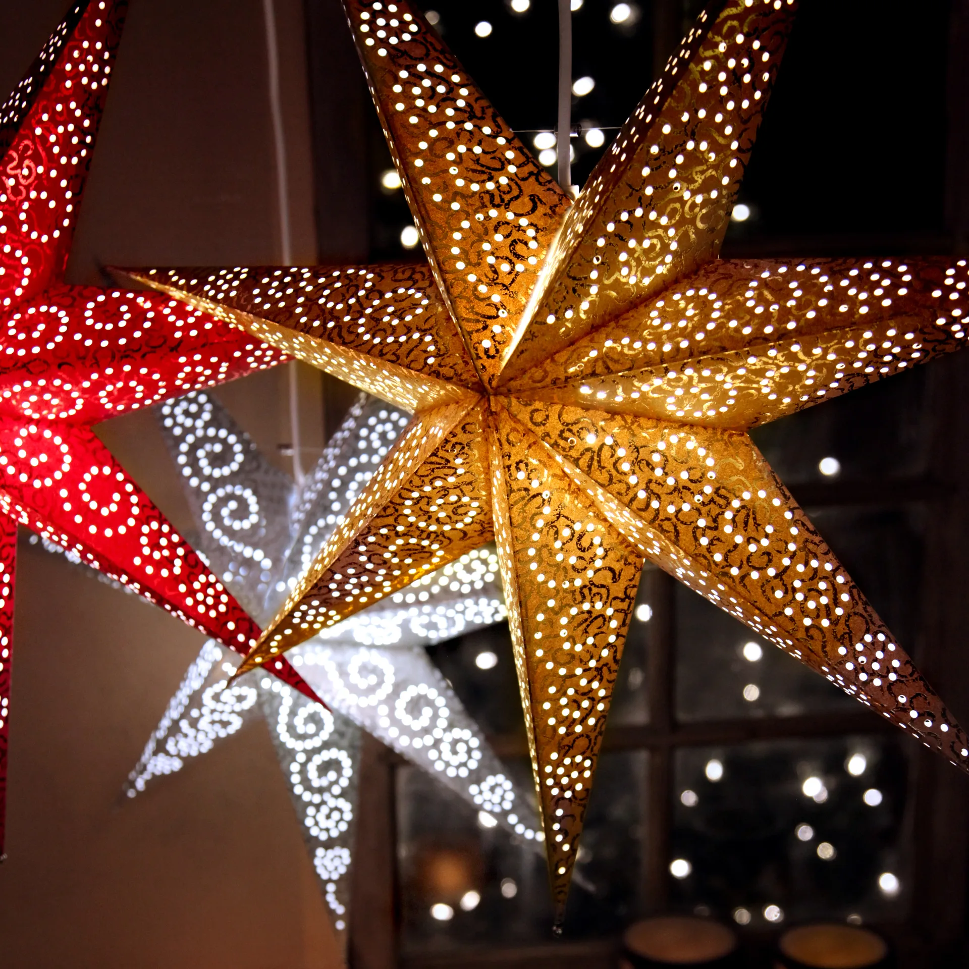 Antique advent star 60 cm, white Star Trading