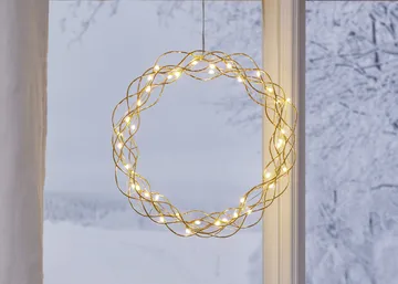 Curly wreath with LED lights 30 cm - Brass - Star Trading