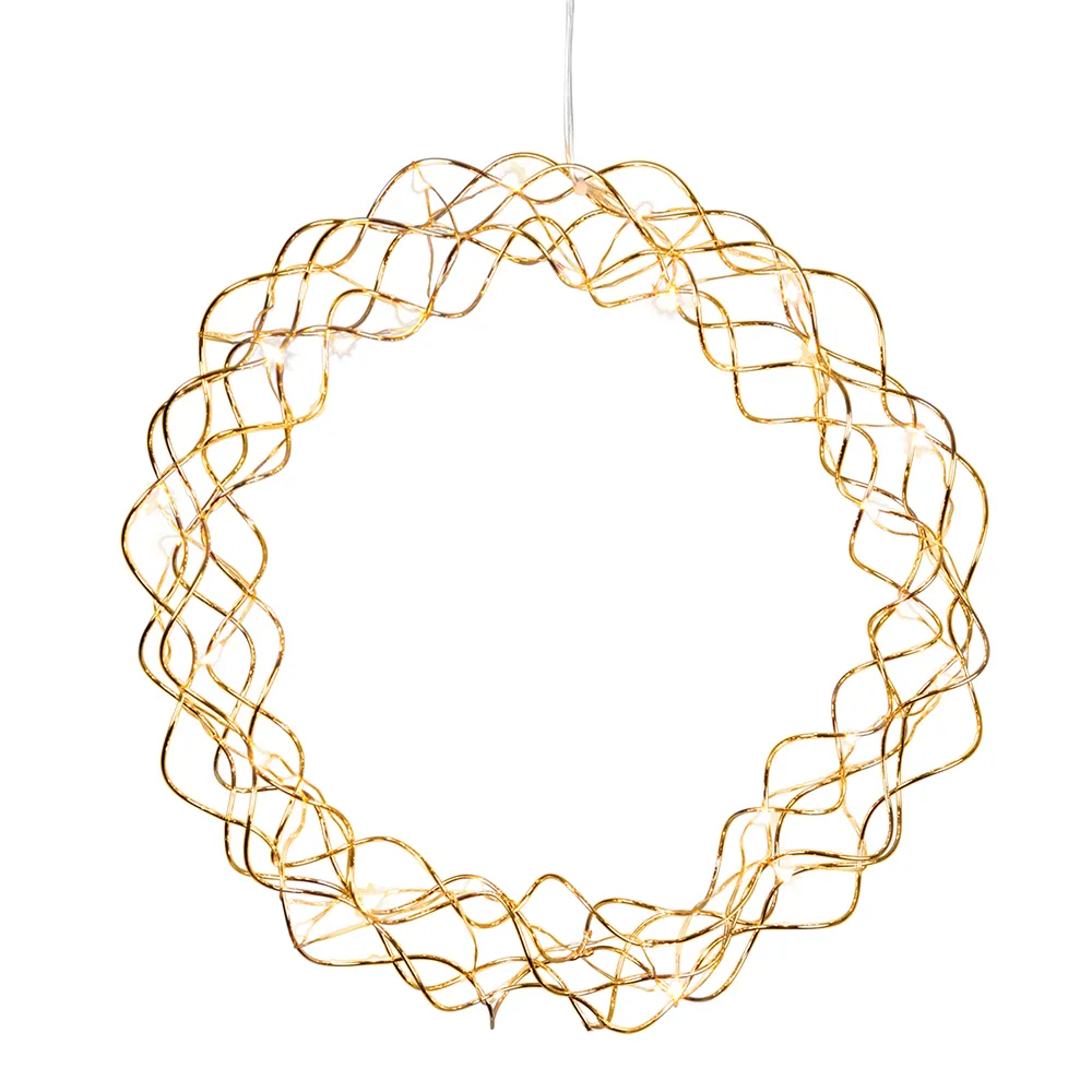 Curly wreath with LED lights 30 cm, Brass Star Trading