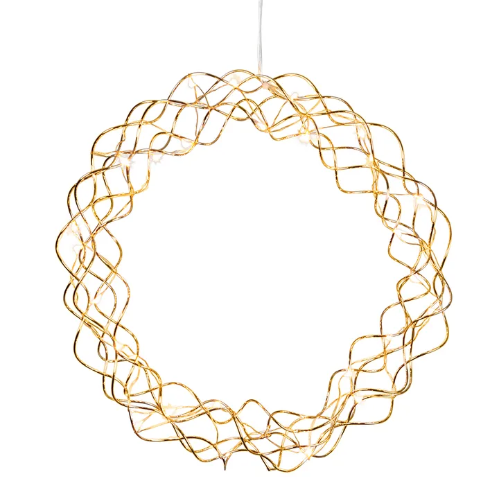 Curly wreath with LED lights 30 cm - Brass - Star Trading