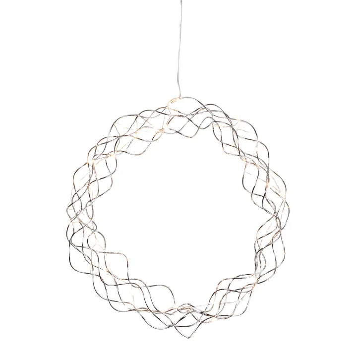 Curly wreath with LED lights 30 cm - chrome - Star Trading