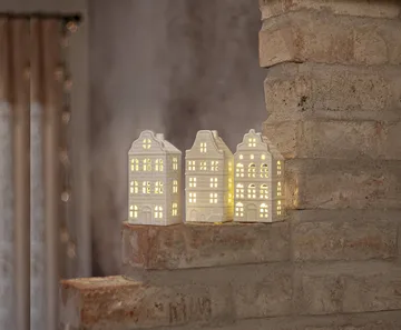 Indoor winter décor - White house, 3-piece set - Star Trading