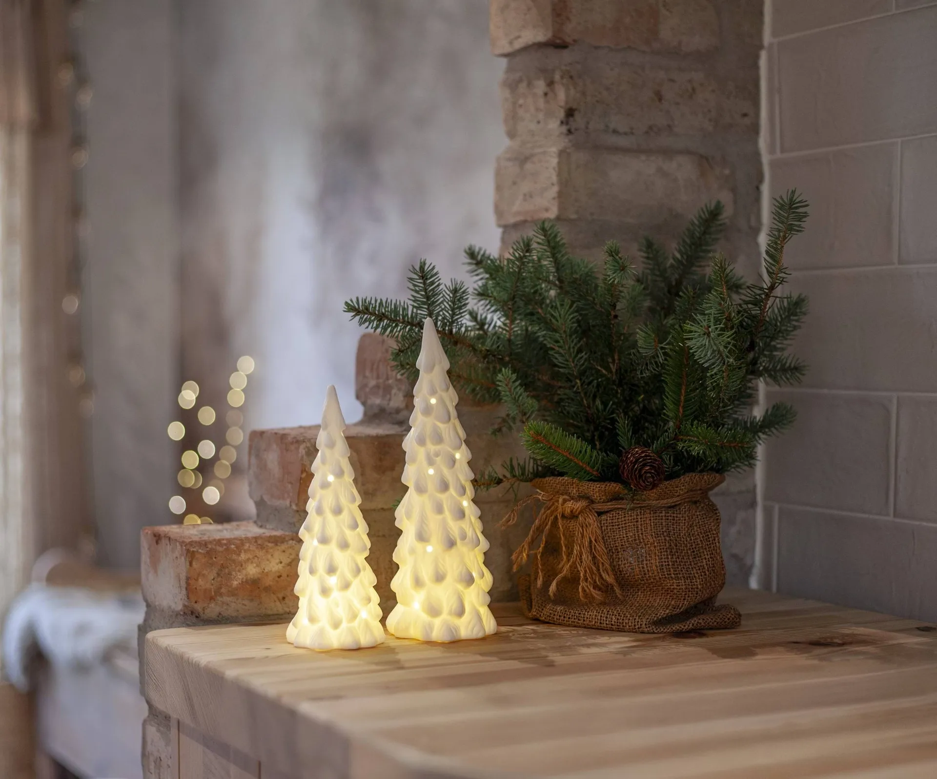 Indoor winter décor, White spruce, 2 pieces Star Trading