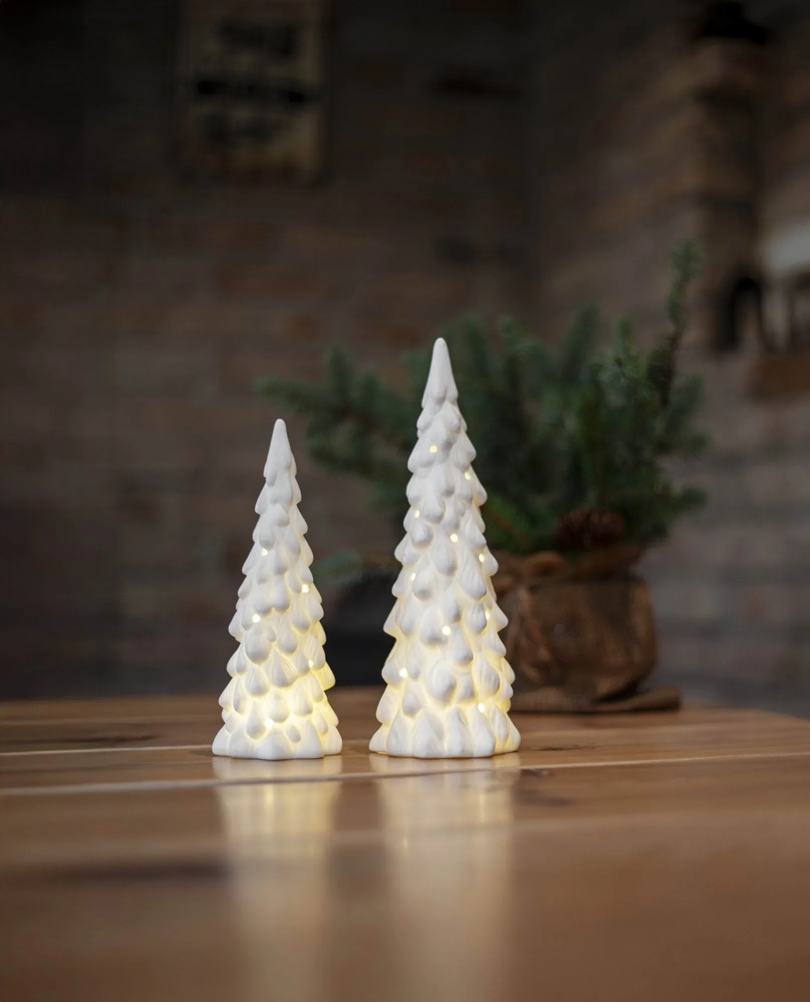 Indoor winter décor, White spruce, 2 pieces Star Trading