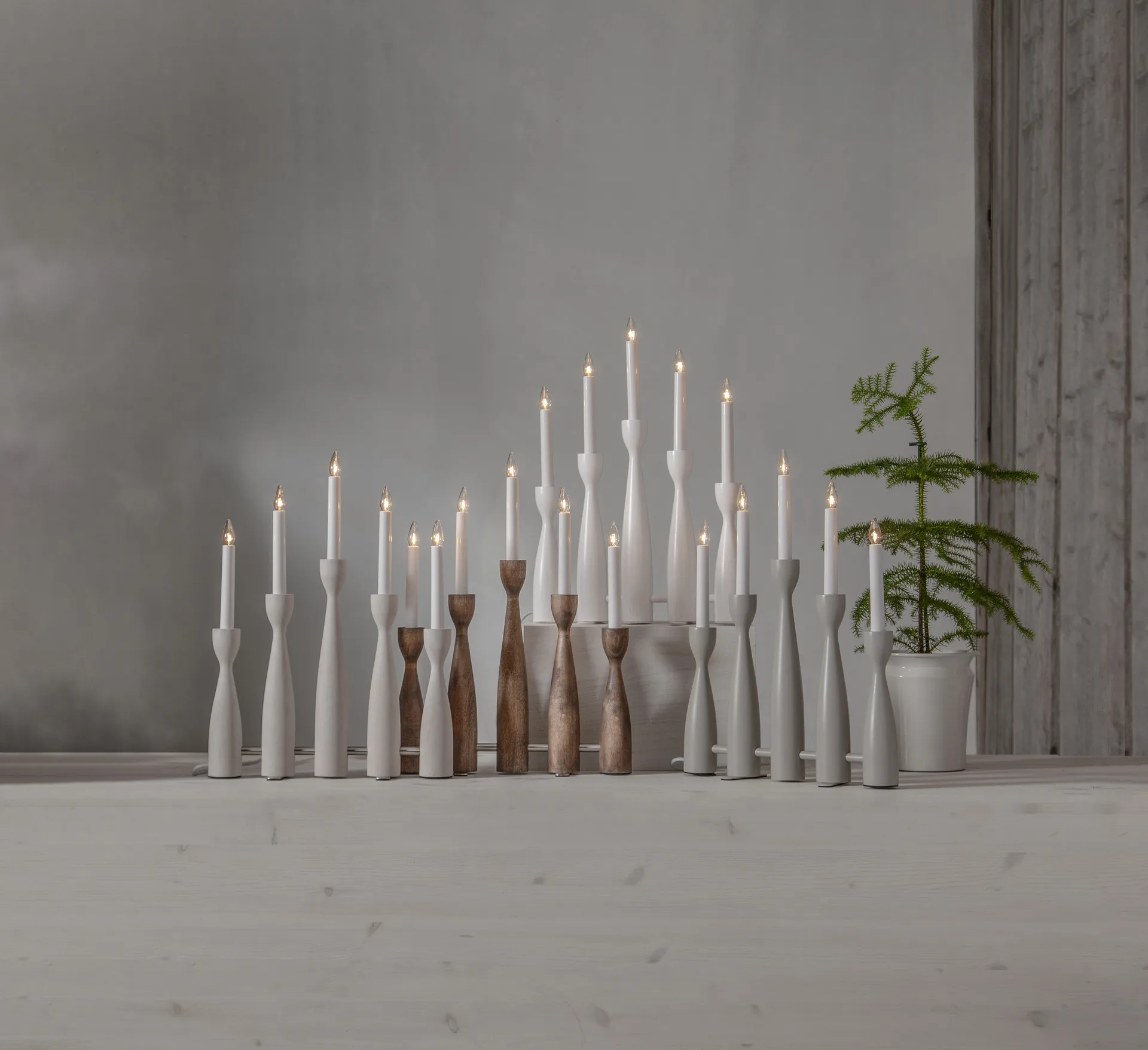 Midja 2.0 advent candlestick, White stained Star Trading