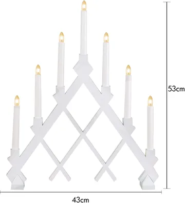 Rut 7 wooden candle holder 43 cm - White - Star Trading