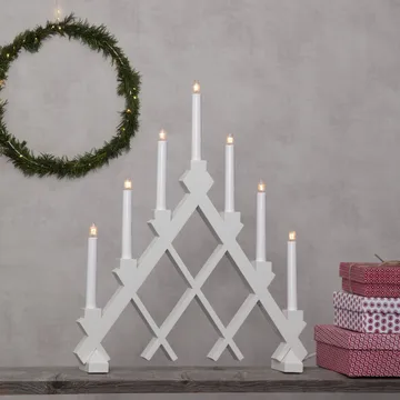 Rut 7 wooden candle holder 43 cm - White - Star Trading