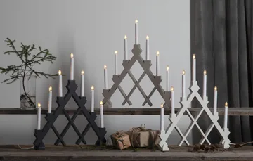 Rut 7 wooden candle holder 43 cm - White - Star Trading