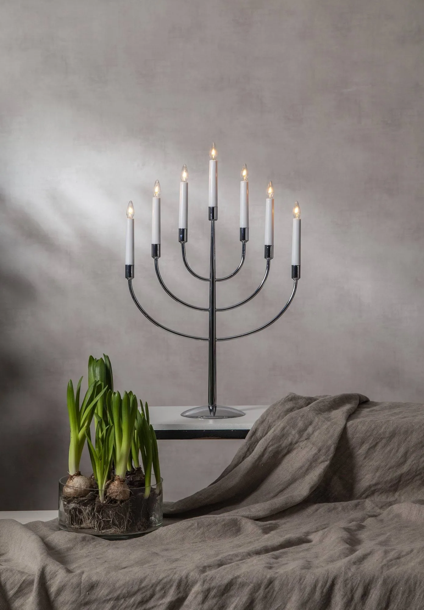 Titus candlestick 38 cm, Chrome metal Star Trading