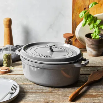 Staub La Cocotte oval cast iron pot 6.7 L - Graphite gray - STAUB