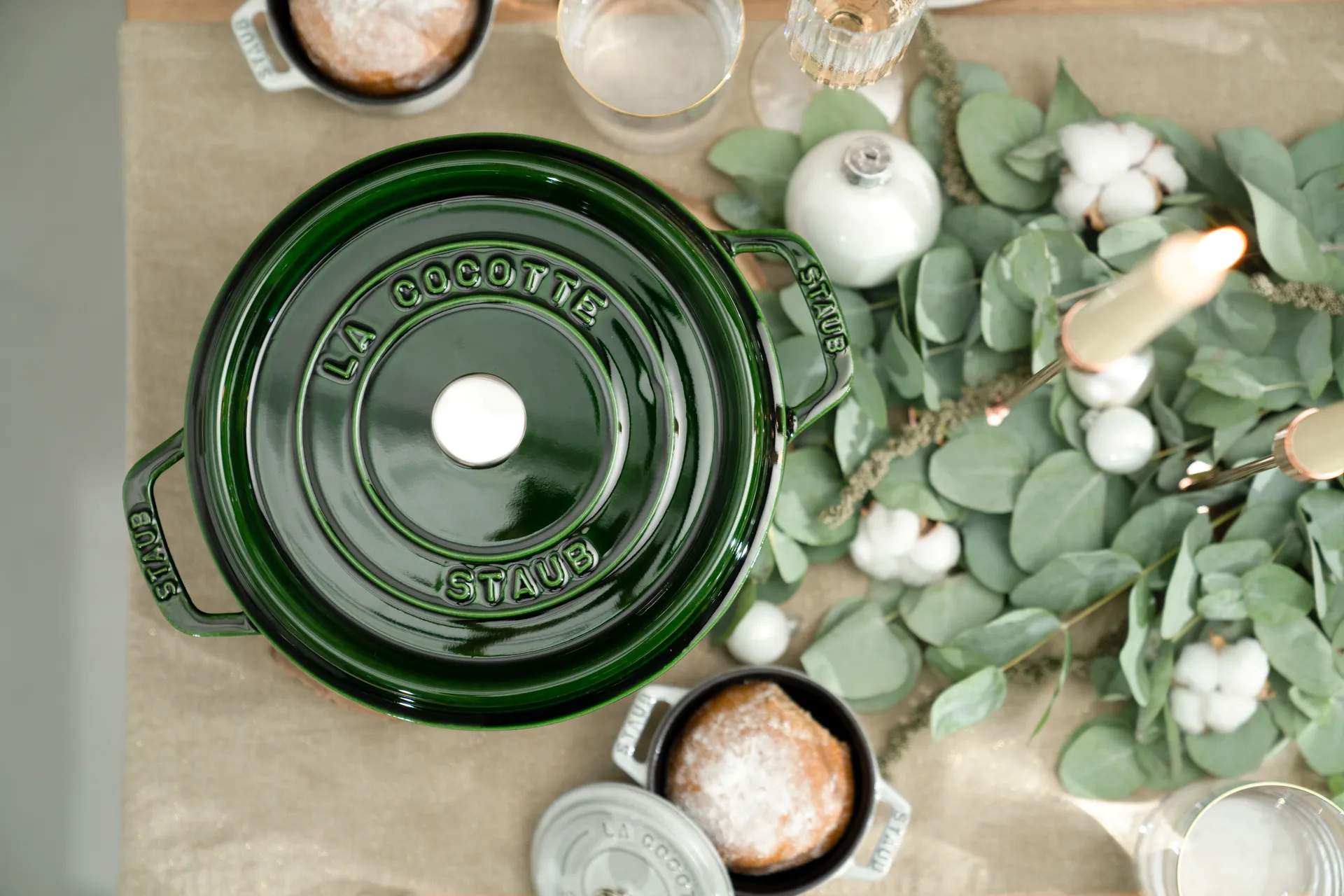 Staub La Cocotte round casserole cast iron 5.2 L, Basil green STAUB