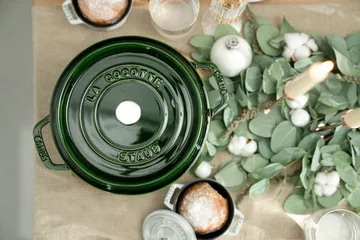Staub La Cocotte round casserole cast iron 5.2 L - Basil green - STAUB