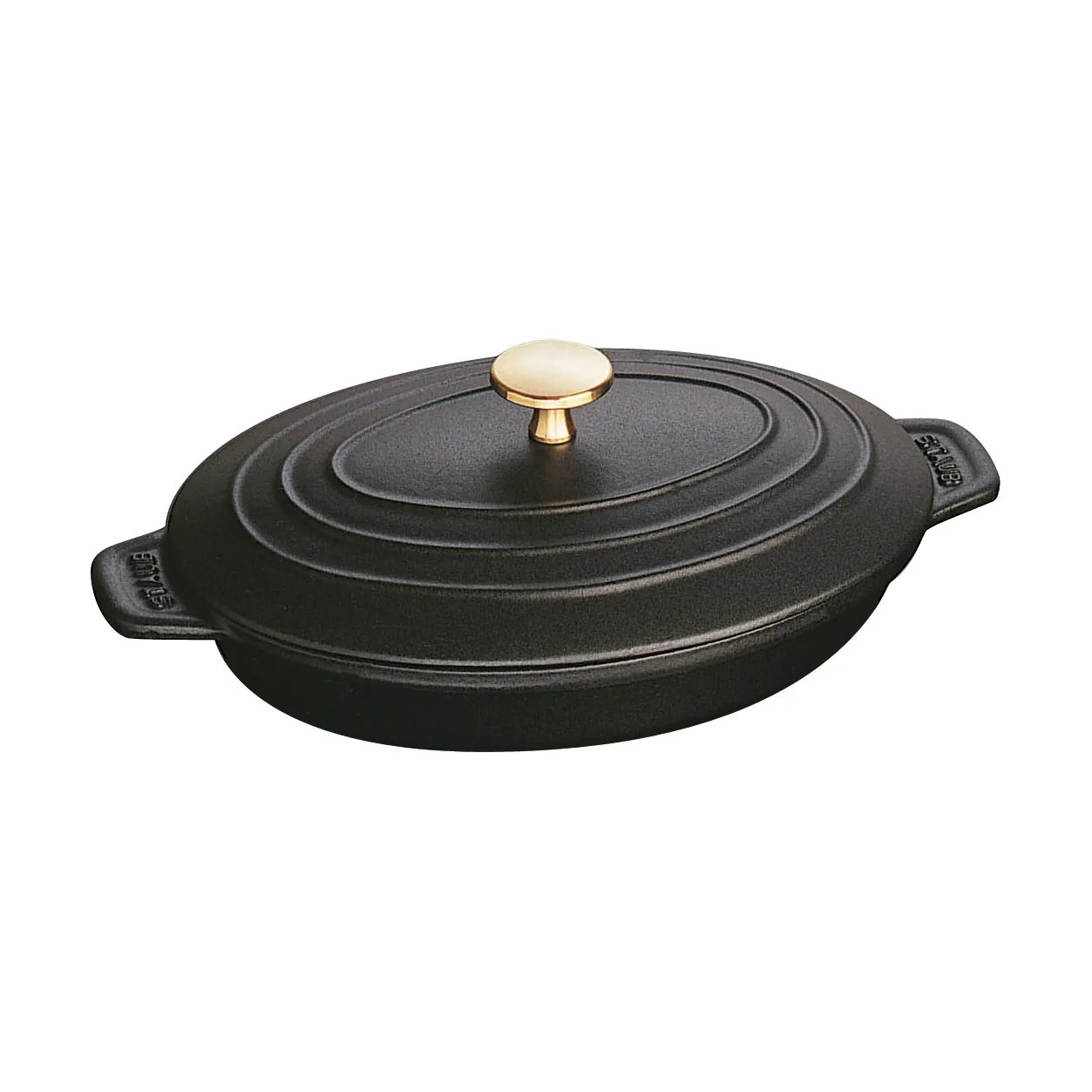 Staub oval cast iron baking dish with lid 23 cm, Black STAUB