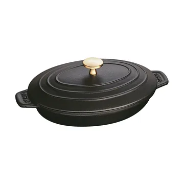 Staub oval cast iron baking dish with lid 23 cm - Black - STAUB