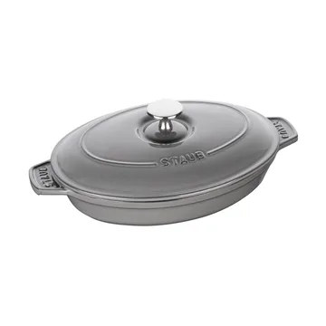 Staub oval cast iron baking dish with lid 23 cm - Graphite gray - STAUB