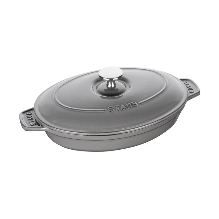 Staub oval cast iron baking dish with lid 23 cm - Graphite gray - STAUB